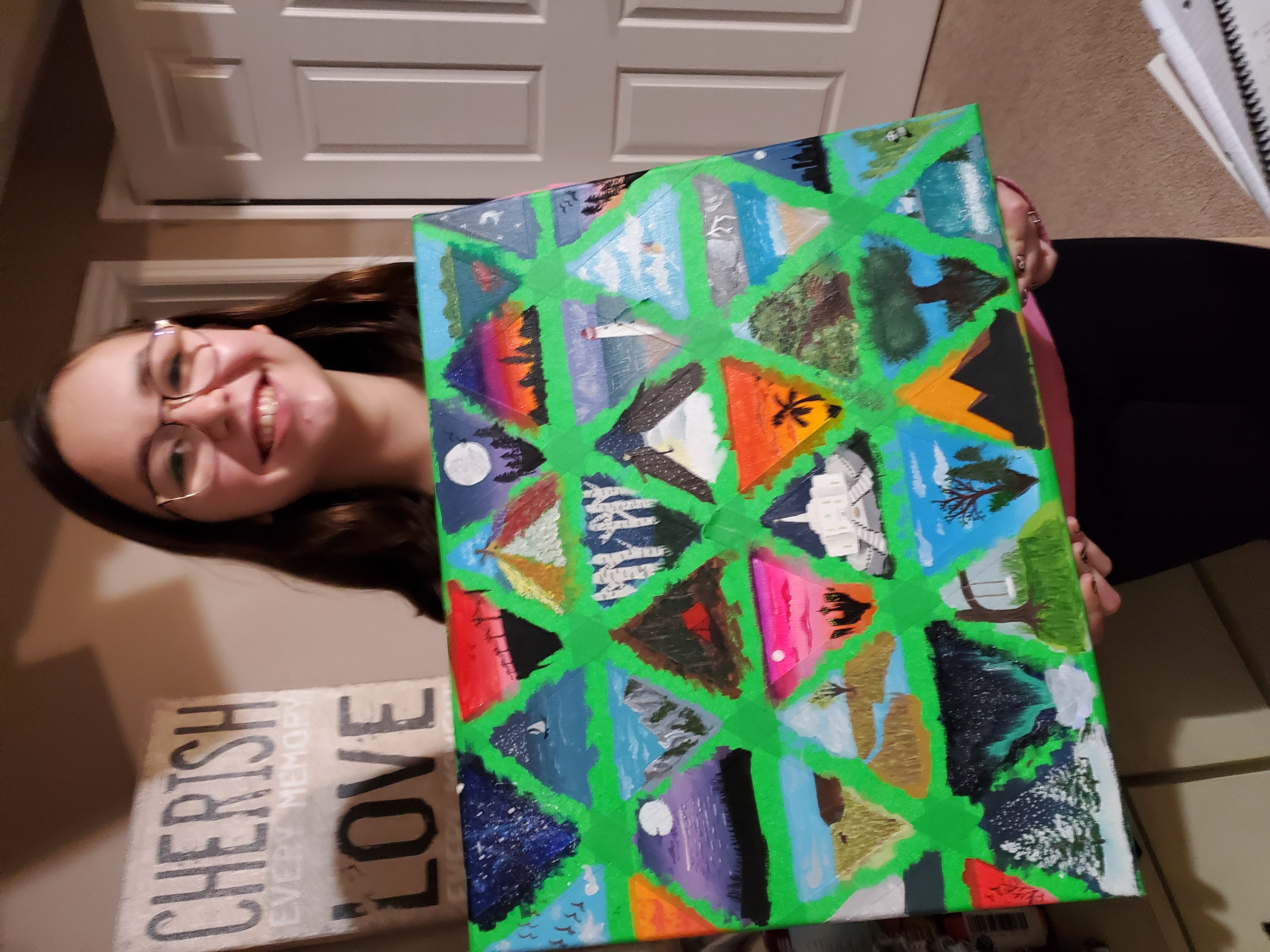 Image of Lydia's Project: Triangular Mini Scenes on Canvas