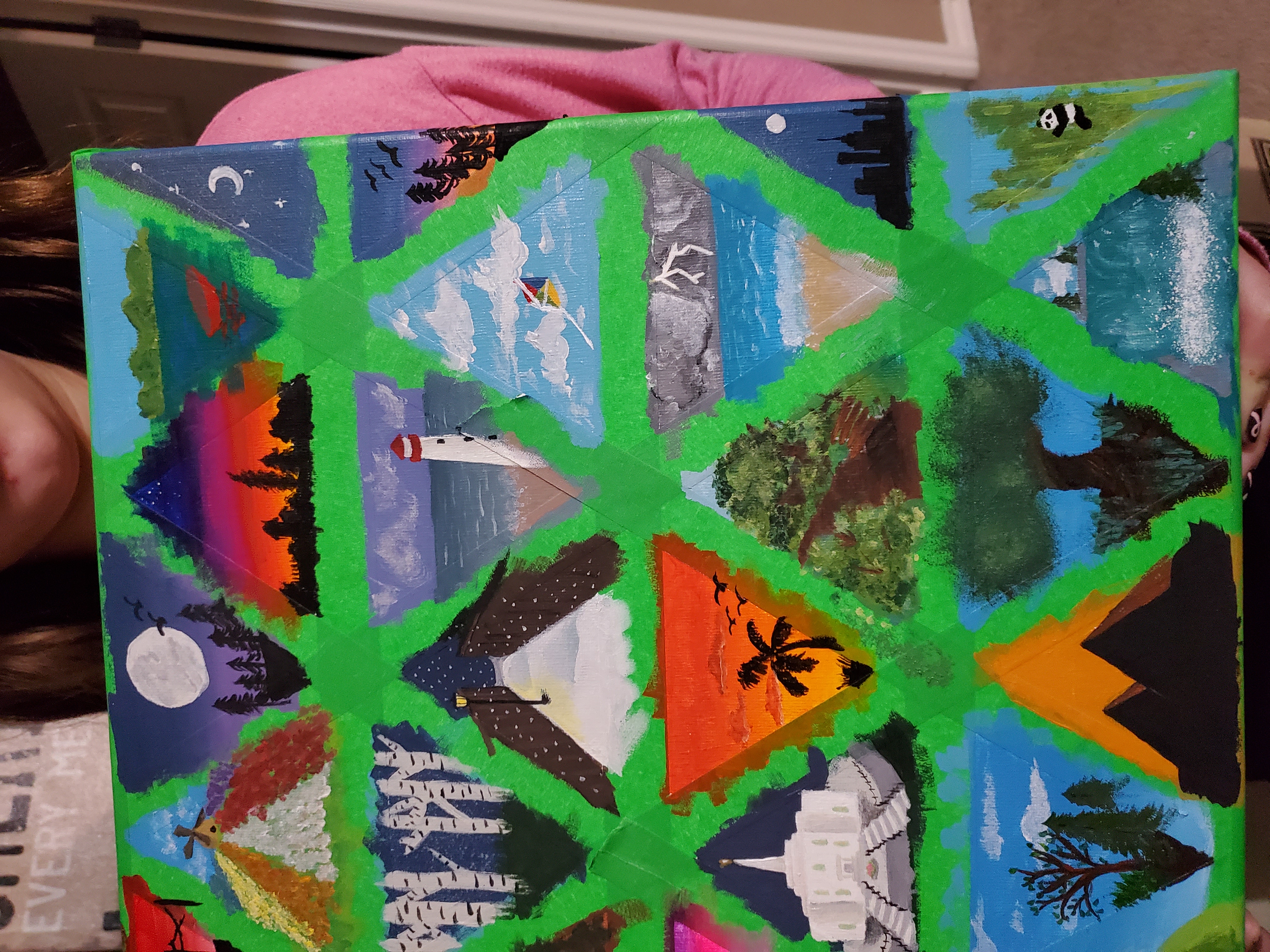 Image of Lydia's Project: Triangular Mini Scenes on Canvas