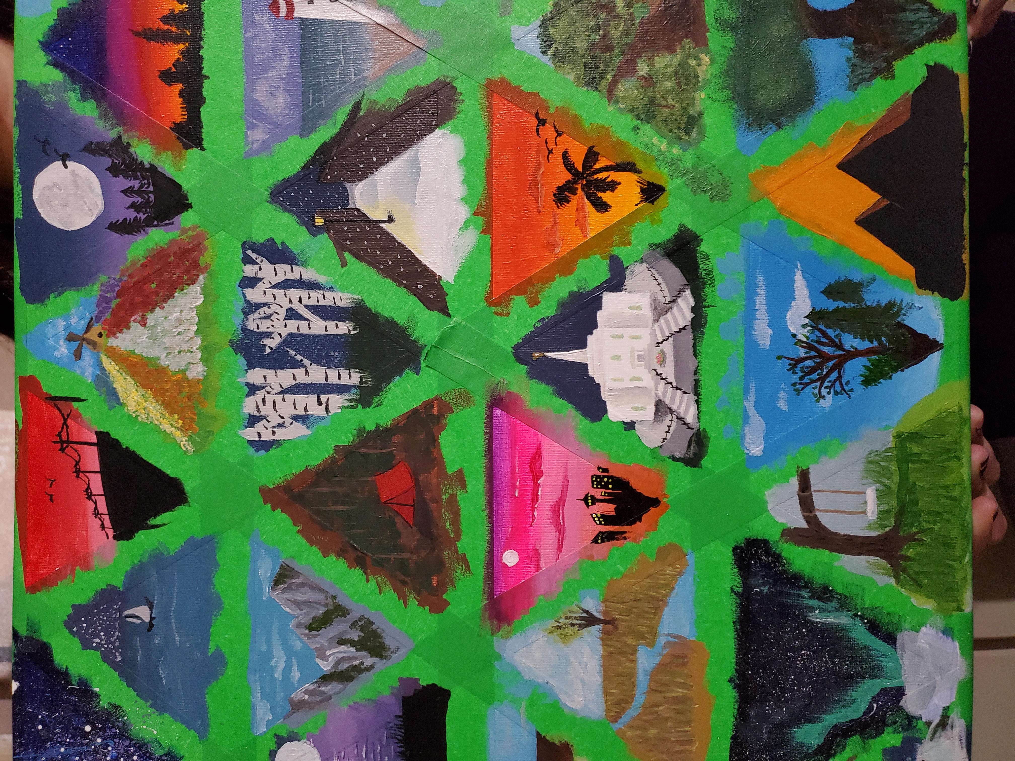 Image of Lydia's Project: Triangular Mini Scenes on Canvas