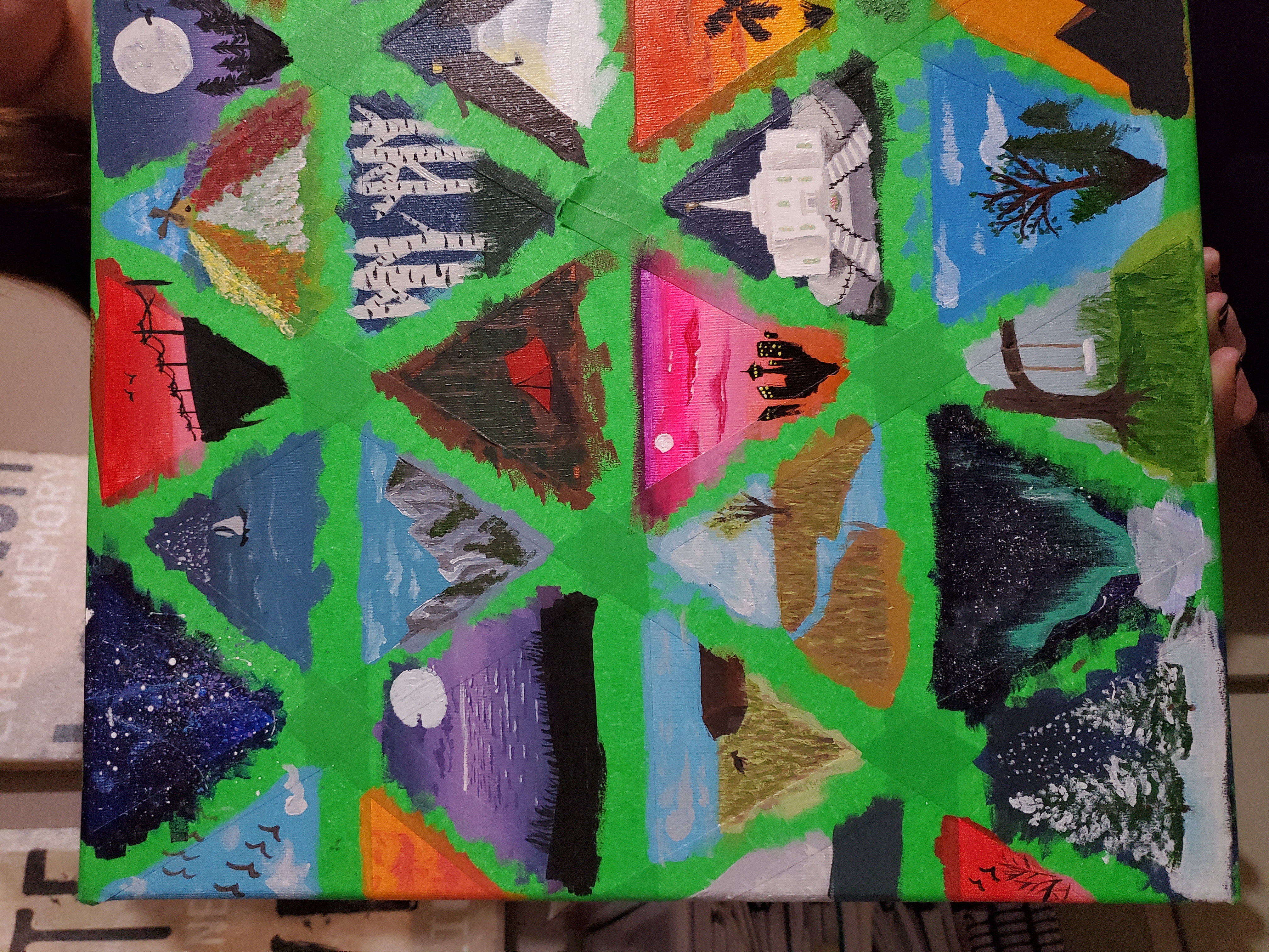 Image of Lydia's Project: Triangular Mini Scenes on Canvas