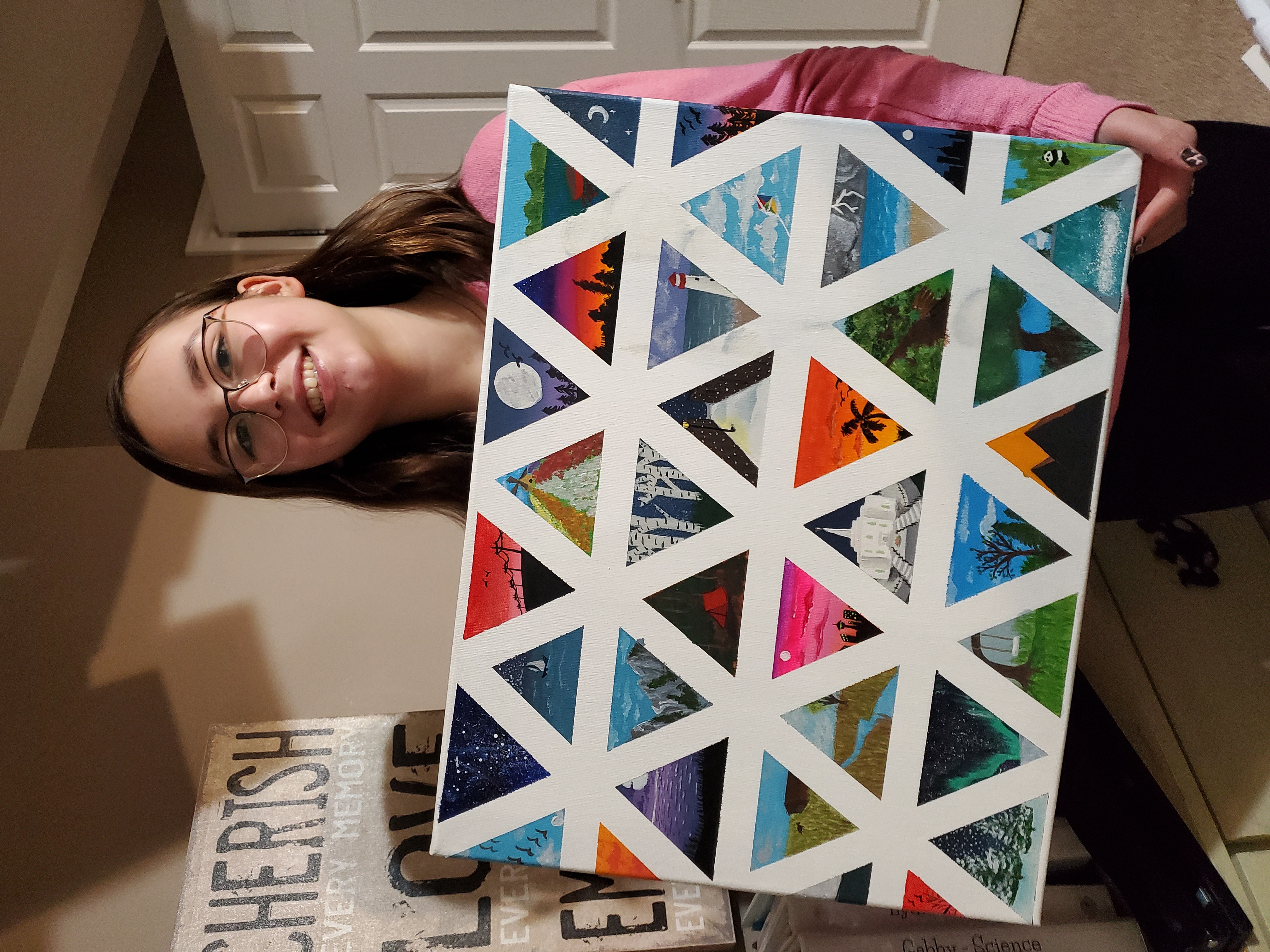 Image of Lydia's Project: Triangular Mini Scenes on Canvas