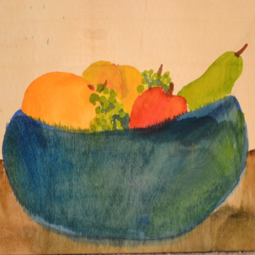Button Image of Lydia Project: Fruit in a Bowl, Wood Panel