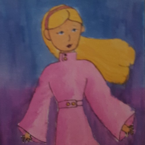 Button Image of Lydia Project: Girl in a Pink Dress Watercolor